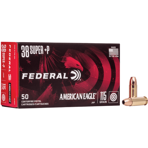 Federal 38 Super +P 115 gr Jacketed Hollow Point (JHP) Handgun Ammo