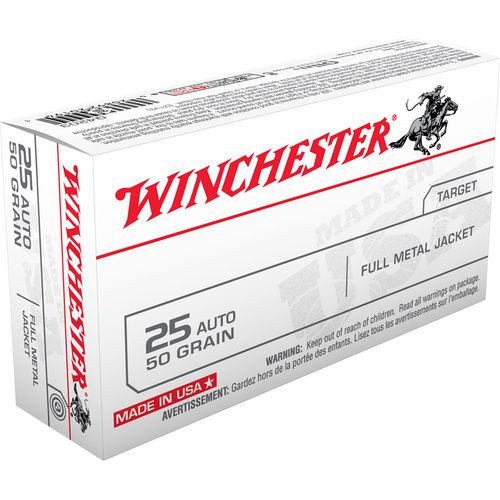 Winchester Ammo Q4203 USA  25 ACP 50 gr Full Metal Jacket (FMJ) 50 Bx/10 Cs