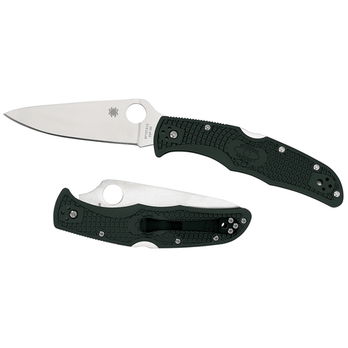 Spyderco C10FPGR Endura 4 Lightweight 3.88" Folding Clip Point Plain VG-10 Stainless Steel Blade/FRN Green Handle