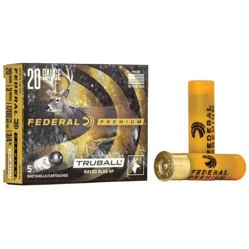 Federal PB209RS Premium Vital-Shok TruBall 20 Gauge 3" 3/4 oz Rifled Slug Shot 5 Bx/ 50 Cs