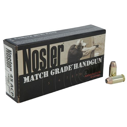 Nosler 51284 Match Grade  45 ACP 230 gr Jacketed Hollow Point (JHP) 50 Bx/ 10 Cs