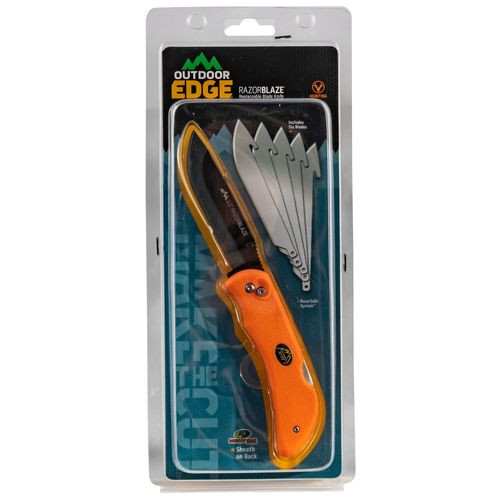 Outdoor Edge RB20C RazorLite  3.50" Folding Plain Black Oxide 420J2 SS Blade TPR Blaze Orange Handle