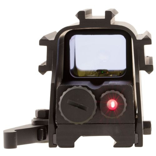 NcStar D3ARSGQLR2 Tri-Rail Dot w/Laser & QR Mount Rifle 1x31x23mm 2 MOA Green Dot/Red Laser Black Anodized