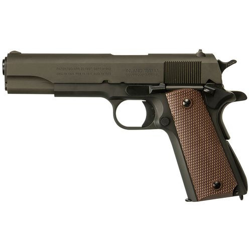 Inland Mfg ILM1911 1911 A1 Government 45 ACP 5" 7+1 Black Parkerized Black Steel Slide Wood Grip