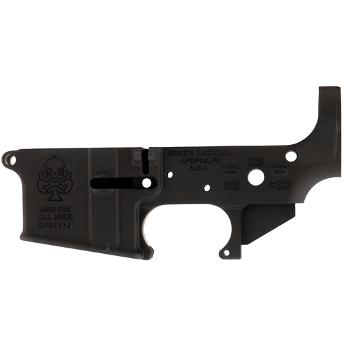 Spikes STLS029 PHU Spade Stripped Lower Receiver Multi-Caliber 7075-T6 Aluminum Black Anodized for AR-15