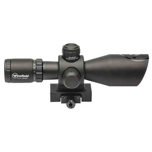 Firefield FF13064 Barrage  Matte Black 2.5-10x40mm Illuminated Red/Green Mil-Dot Reticle Right