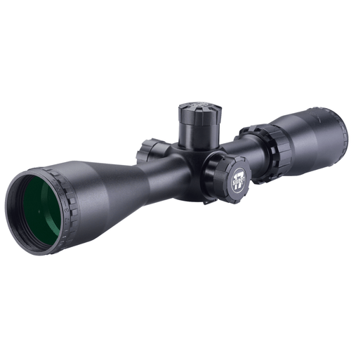 BSA Sweet 17 3-12x 40mm Rifle Scope with 1" Tube Illuminated RGB Cross Reticle, Left Front Side View.