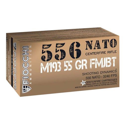 Fiocchi 556M193L Training Dynamics  5.56x45mm NATO 55 gr Full Metal Jacket Boat-Tail (FMJBT) 50 Bx/ 20 Cs