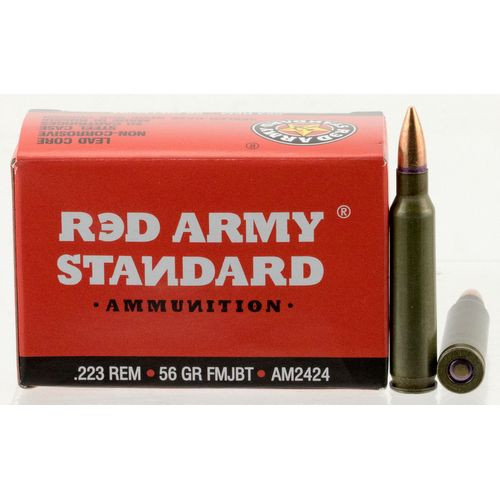 Red Army Standard AM2424 Red Army Standard  223 Rem 56 gr Full Metal Jacket Boat-Tail (FMJBT) 20 Bx/ 50 Cs