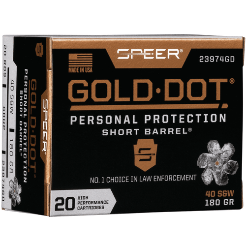 Speer Gold Dot Personal Protection Short Barrel 40 S&W 180 gr Hollow Point Handgun Ammo