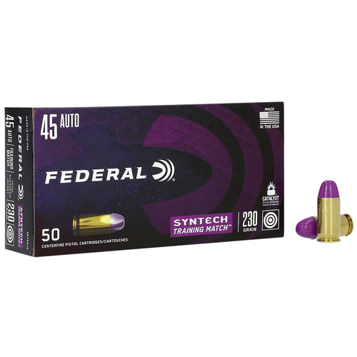 Federal AE45SJ2 Syntech Training Match 45 ACP 230 gr Total Syntech Jacket Flat Nose 50 Per Box-604544650068