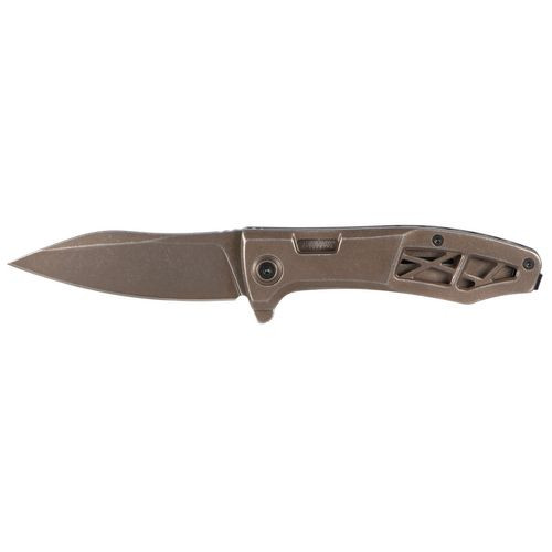 Kershaw 3475 Boilermaker  3.30" Folding Modified Drop Point Plain Brown PVD 8Cr13MoV SS Blade Brown PVD Stainless Steel Handle