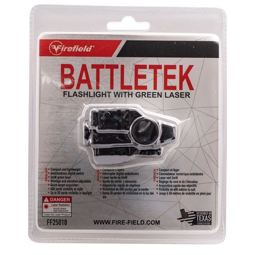Firefield FF25018 BattleTek w/Laser 150 Lumens/5mW Output LED Light Green Laser 50 yds Day/600 yds Night Beam Matte Black Polymer