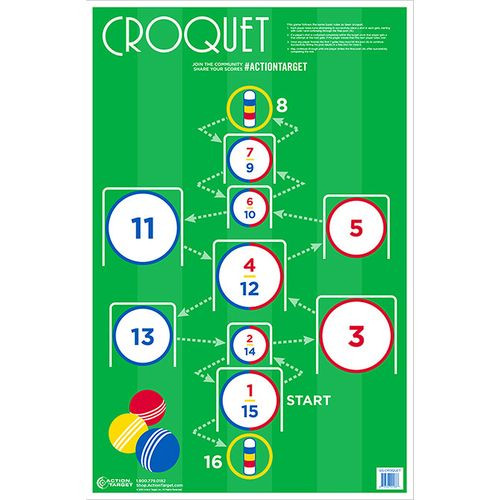 Action Target GSCROQUET100 Action Croquet Croquet Hanging Paper Target 23" x 35" 100 Per Box