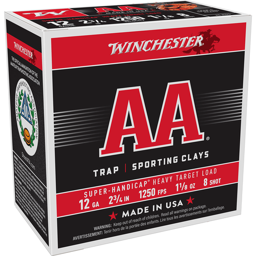 Winchester AAHA128 AA Super Handicap Heavy Target 12 Gauge 2.75" 1 1/8 oz 8 Shot 25 Per Box