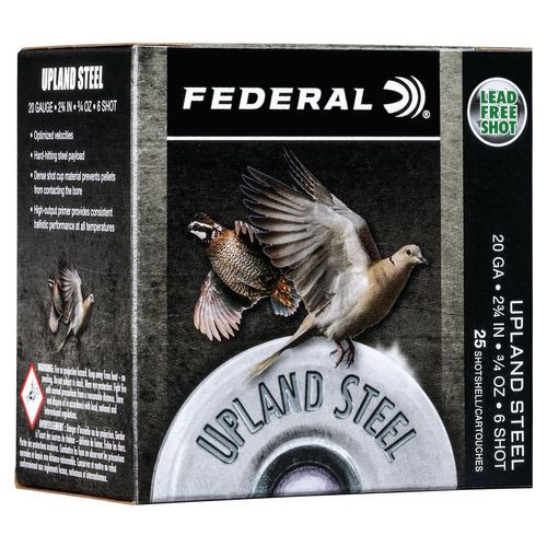 Federal USH206 Upland Steel 20 Gauge 2.75" 3/4 oz 6 Shot 25 Bx/ 10 Cs