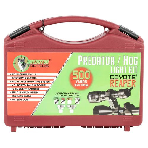 Predator Tactics 97526 Coyote Reaper Rifle Edition Red/Green/White LED Light 500 yds Beam Picatinny/Weaver Mount Matte Black