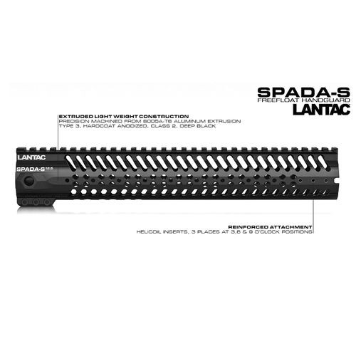 Lantac USA SPADA-S 13.5" Ultra Slim Free Float Handguard Black
