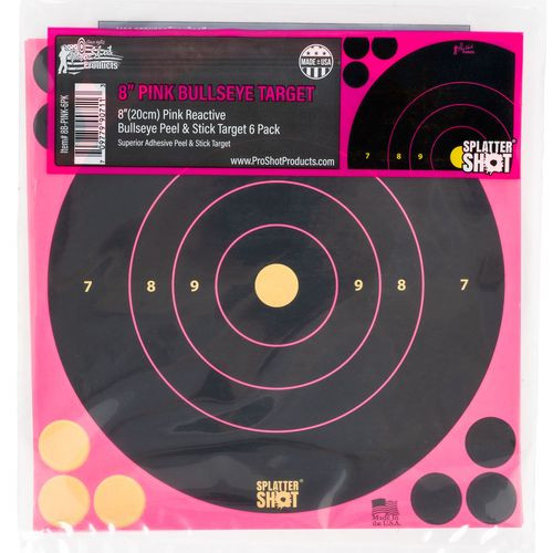 Pro-Shot 8B-PINK-6PK SplatterShot  Self-Adhesive Paper Bullseye Multi Color 6 Per Pkg