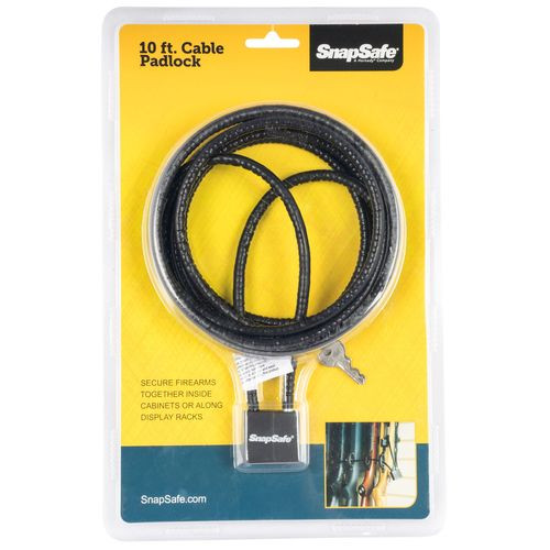SnapSafe 75282 Cable Lock  Open With Key Black Steel Firearm Fit- Handgun/Rifle/Shotgun 10'