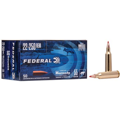 Federal V22250VM2B Varmint & Predator  22-250 Rem 55 gr Hornady V-Max (VMX) 50 Bx/ 10 Cs (Bulk)