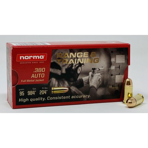 Norma Ammunition (RUAG) 620140050 Range and Training  380 ACP 95 gr Full Metal Jacket (FMJ) 50 Bx/ 20 Cs