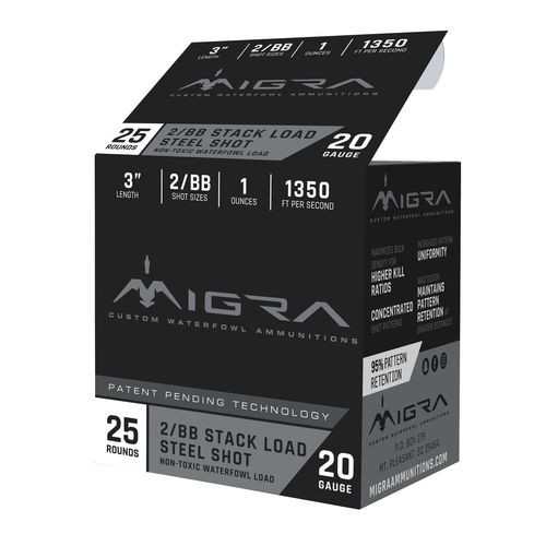 MIGRA AMMUNITION M20S2BB Combinational  20 Gauge 3" 1 oz 2,BB Shot 25 Bx/ 10 Cs