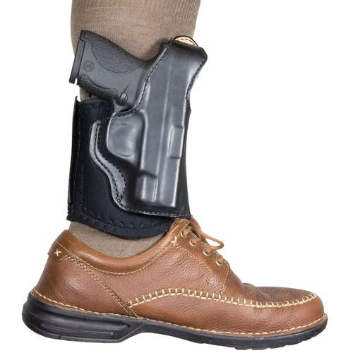 DeSantis Gunhide 014PCY8Z0 Die Hard Ankle Rig  Black Leather Ankle Fits Glock 42 Right Hand