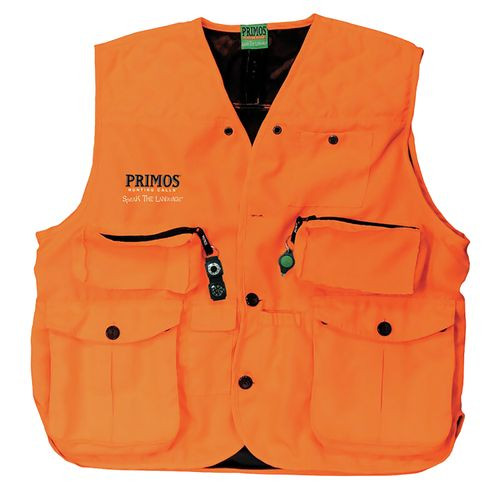 Primos 65705 Gunhunter's Hunting Vest 3XL Blaze Orange Features Compass & LED Light