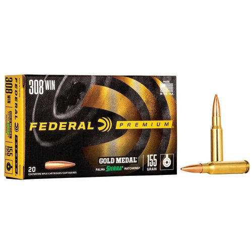 Federal GM308M3 Gold Medal Sierra Matchking 308 Win 155 gr Sierra MatchKing Hollow Point Boat-Tail 20 Bx/ 25 Cs