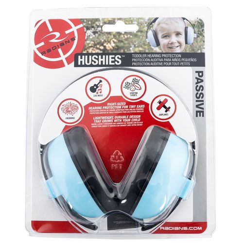 Radians HSH0220CS Hushies Passive Infant/Toddler Muff Over the Head Blue Ear Cups with Black Headband for Youth 1 Pair (Newborns to 3 yrs)