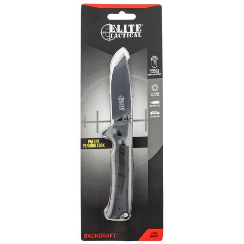 Elite Tactical ETFDR011BKCS Backdraft  3.50" Folding Drop Point Plain Black 8Cr13MoV SS Blade G10 Black Handle