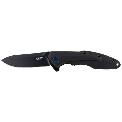 CRKT 6215 Caligo  3.19" Folding Modified Drop Point Plain Black Oxide 8Cr13MoV SS Blade Black Aluminum Handle