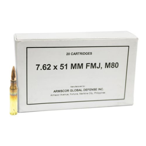 Armscor 50203 Rifle Ammo  7.62x51mm NATO 147 gr Full Metal Jacket (FMJ) 20 Bx/ 25 Cs