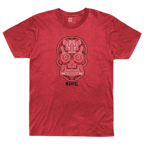 Magpul MAG12176122XL Sugar Skull Men's T-Shirt Red Heather Short Sleeve 2XL