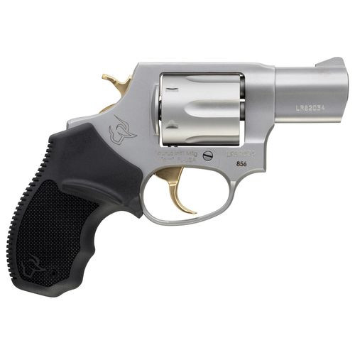 Taurus 2-85629GLD 856 Gold 38 Special 6rd 2" Matte Stainless Steel Cylinder & Barrel Matte Stainless Steel with Gold Accents Frame Black Rubber Grip