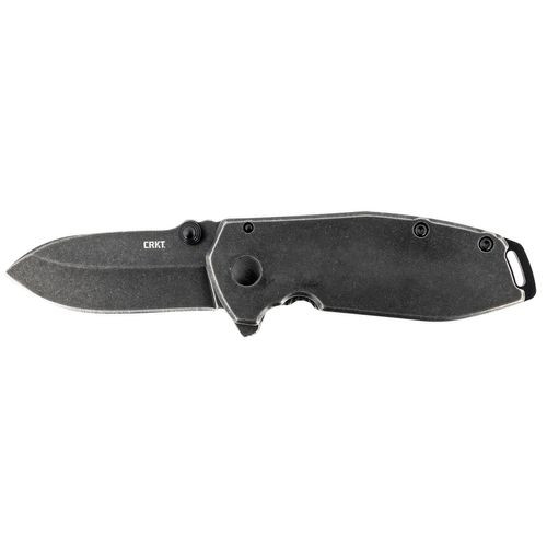 CRKT 2493 SQUID Assisted 2.37" Folding Drop Point Plain Black Stonewash 8Cr14MoV SS Blade Black Stonewashed 2Cr13 SS Handle
