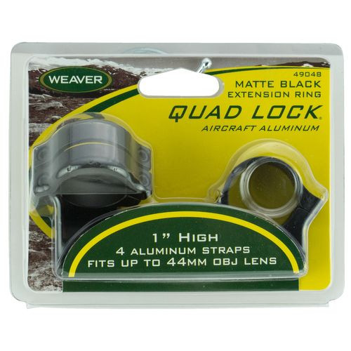Weaver Mounts 49048 Quad Lock Scope Ring Set High Quick Detach Extended Matte Black Aluminum