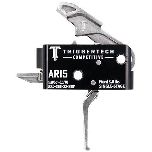 TriggerTech AR0SBS33NNF Competitive  Stainless Flat Single-Stage 3 lbs Fixed for AR-15