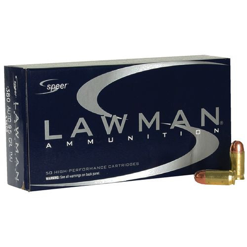 Speer 53608 Lawman Training 380 ACP 95 gr Total Metal Jacket (TMJ) 50 Per Box/20 Cs