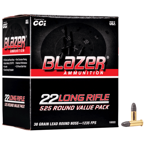 CCI 10022 Blazer Rimfire Value Pack 22 LR 38 gr 1235 fps Lead Round Nose (LRN) 525 Bx/10 Cs