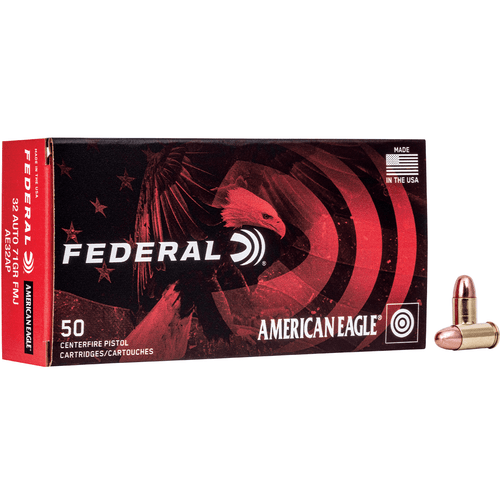 Federal AE32AP American Eagle Handgun 32 ACP 71 gr Full Metal Jacket (FMJ) 50 Per Box/ 20 Cs