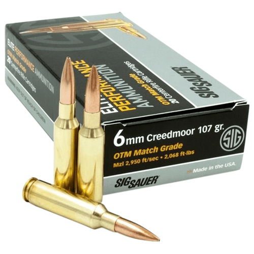 Sig Sauer E6MMCM220 Marksman Elite 6mm Creedmoor 107 gr 2950 fps Open Tip Match (OTM) 20 Bx/10 Cs