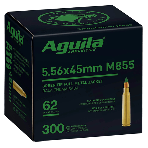 Aguila Green Tip M855 5.56x45mm NATO FMJBT Rifle Ammo 300 Per Box