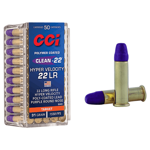 CCI Clean-22 Hyper Velocity 22 LR 31 gr LN Purple Rimfire Ammo