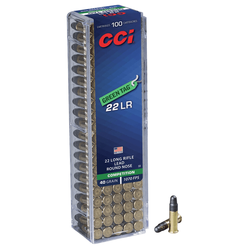 CCI Green Tag Competition 22 LR 40 gr LRN 100rd Box Rimfire Ammo