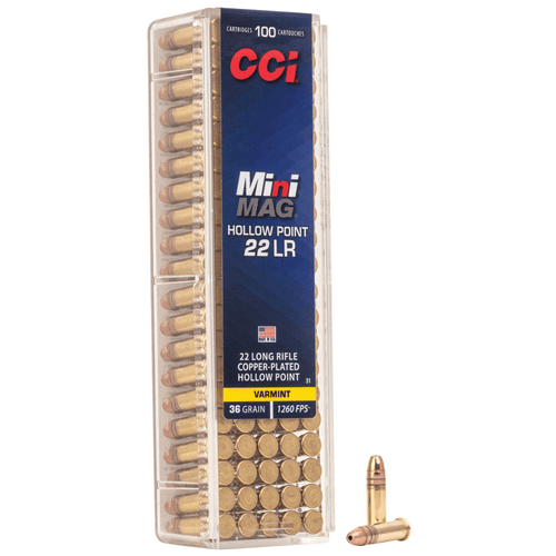 CCI Mini-Mag High Velocity 22 LR 36 gr CPHP 100rd Box Rimfire Ammo