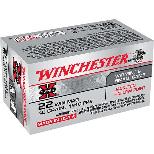 Winchester 22 WMR 40 gr JHP Super X 50rd Box Rimfire Ammo