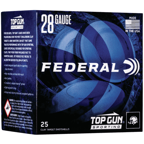 Federal TGS282175 Top Gun 28 Gauge 2.75" 3/4 oz 1330 fps 7.5 Shot 25 Bx 10 Cs