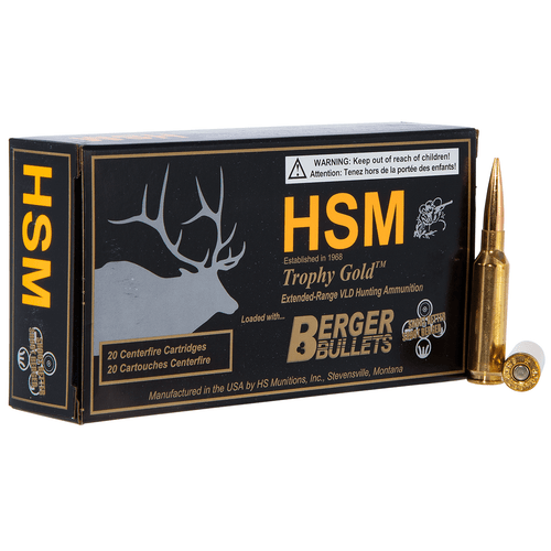 HSM 65CREEDMOOR140VLD Trophy Gold Extended Range 6.5 Creedmoor 140 gr Berger Hybrid Tactical Open Tip Match 20 Per Box 25 Cs